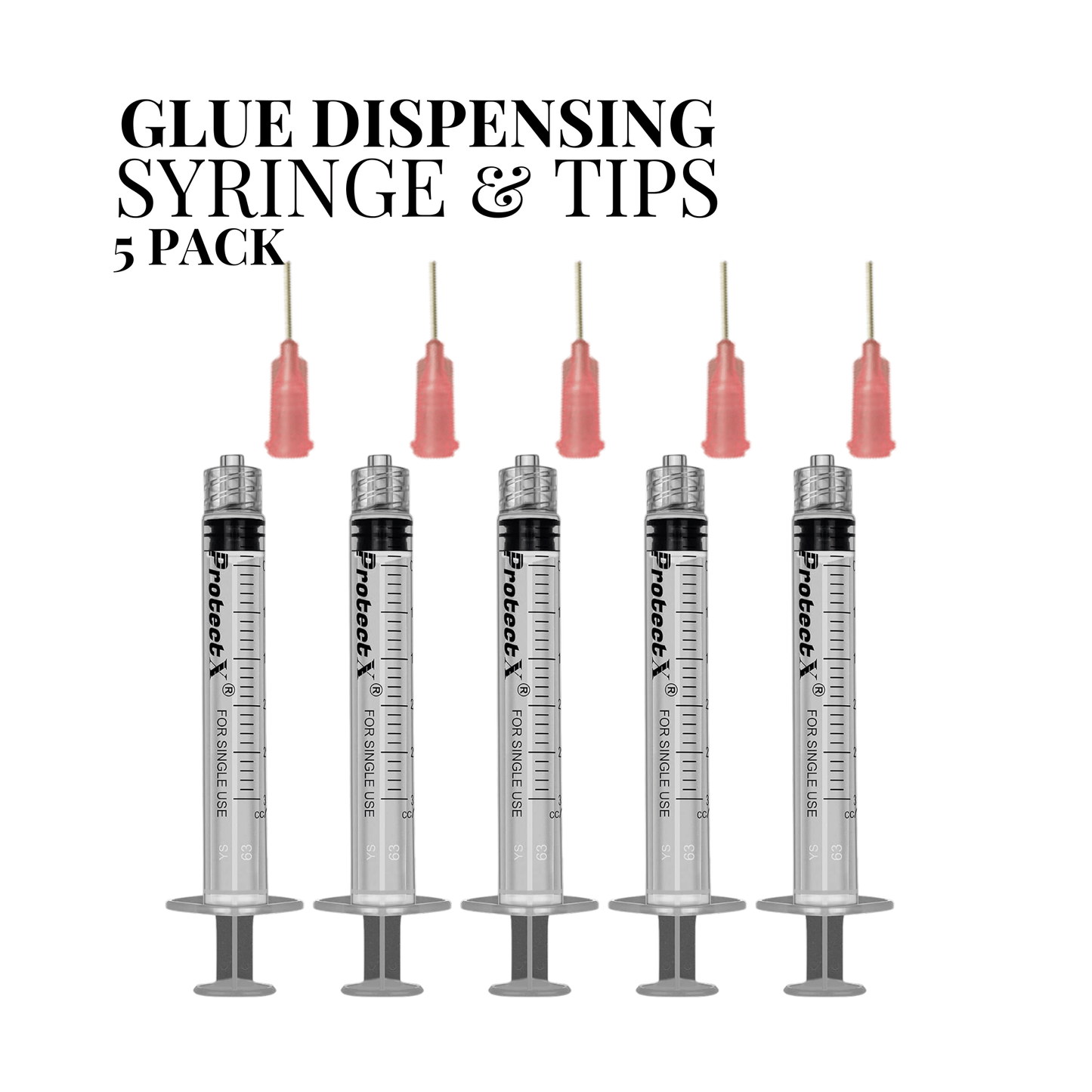 GLUE DISPENSING SYRINGE & TIP - 5 PACK - BUNDLE