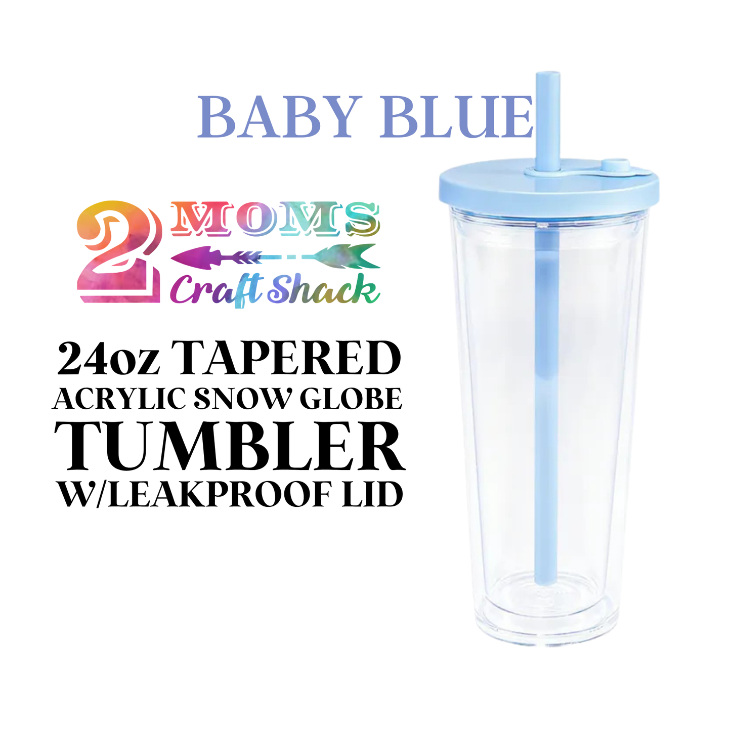 24oz TAPERED ACRYLIC SNOW GLOBE TUMBLER W/LEAKPROOF LID
