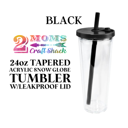 24oz TAPERED ACRYLIC SNOW GLOBE TUMBLER W/LEAKPROOF LID