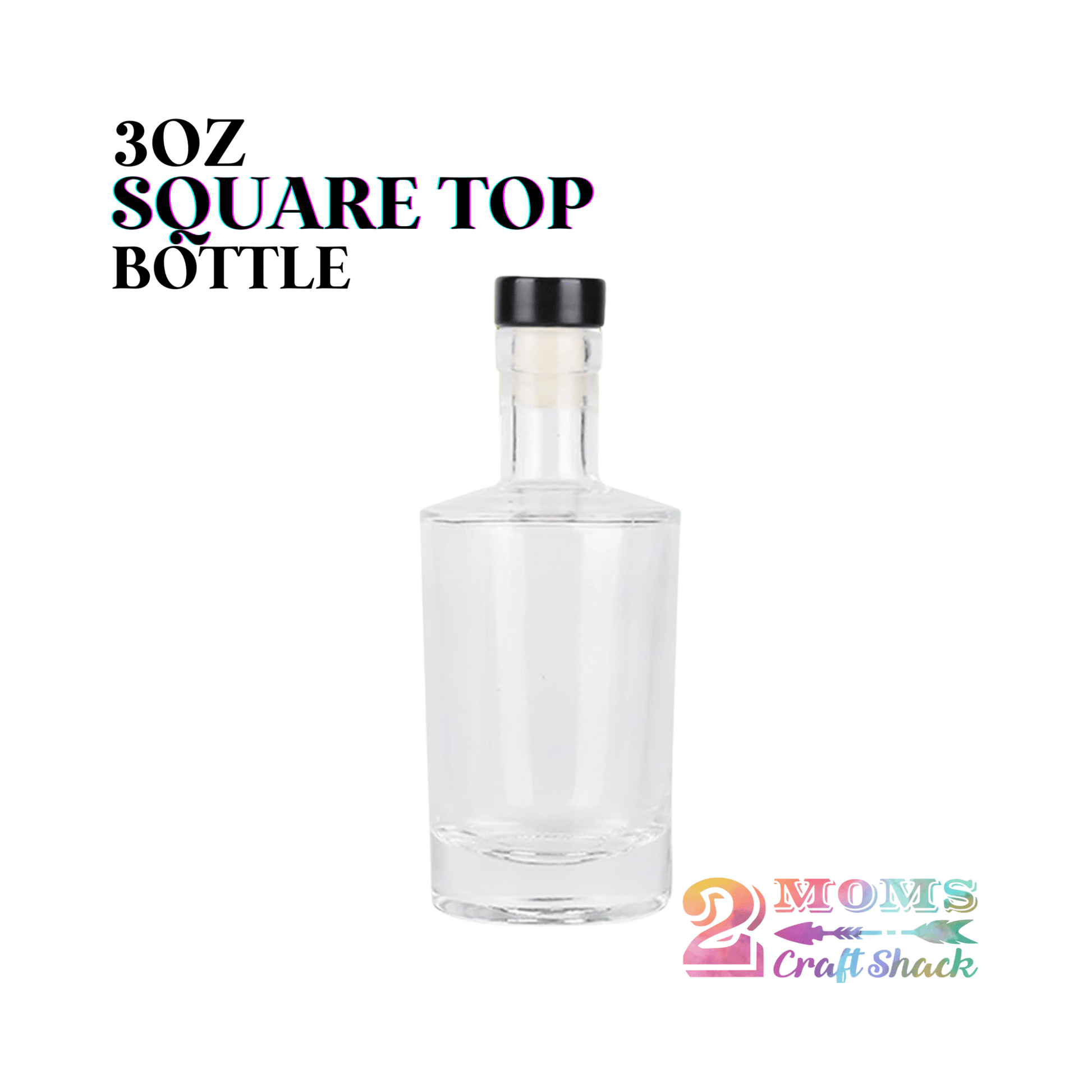 3oz SQUARE TOP BOTTLE - GLASS - BLANK