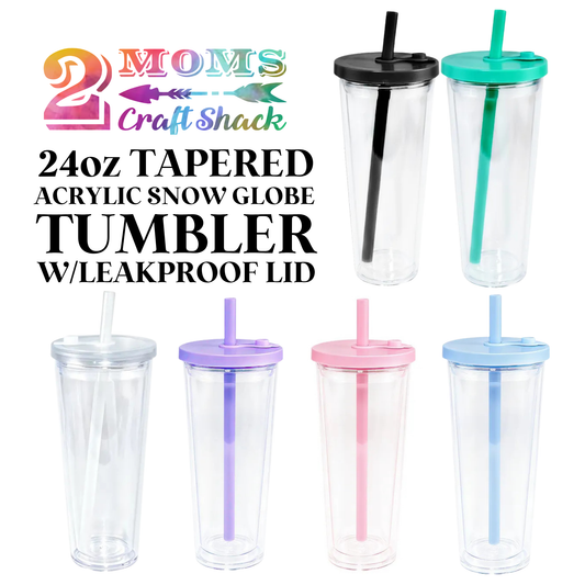 24oz TAPERED ACRYLIC SNOW GLOBE TUMBLER W/LEAKPROOF LID