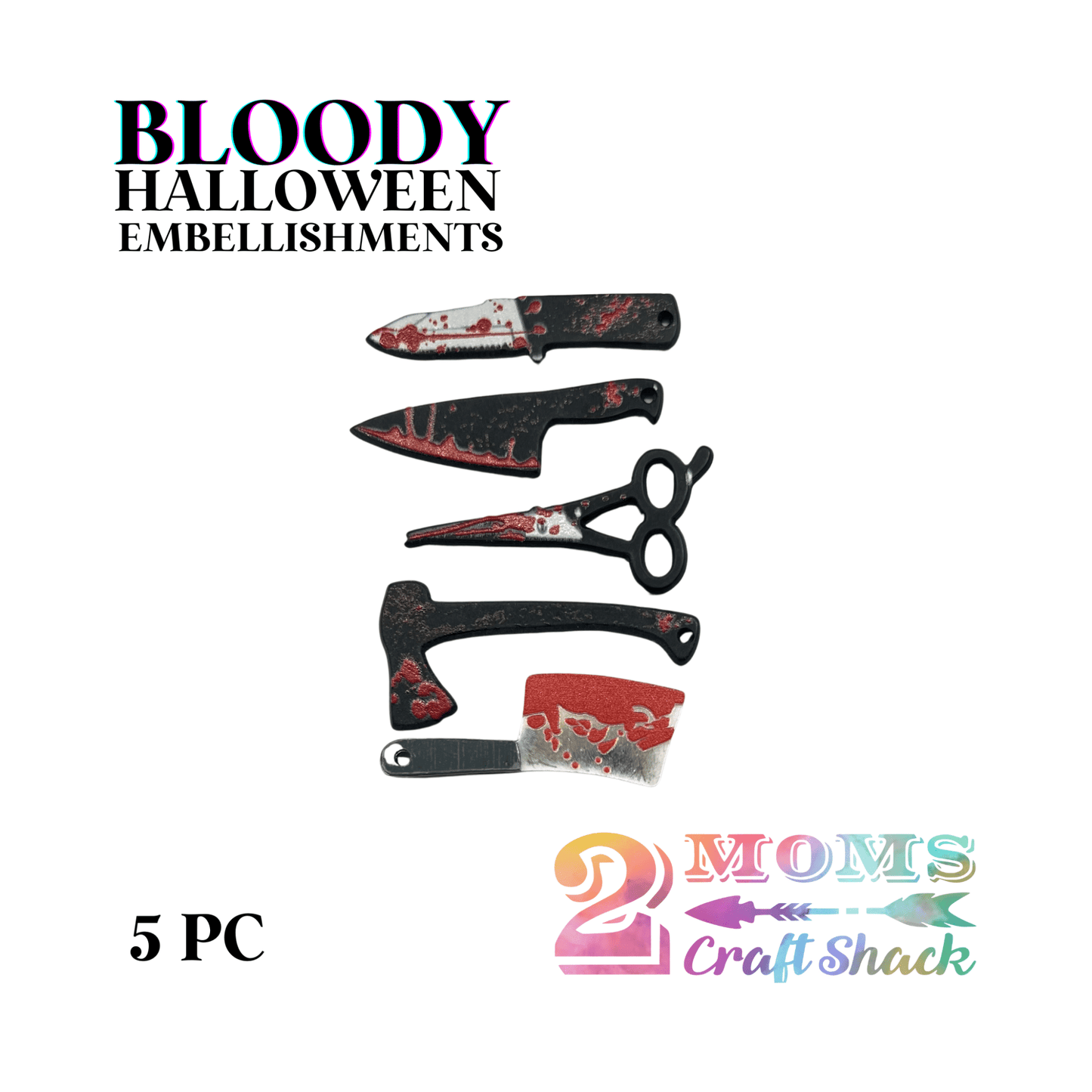 BLOODY HALLOWEEN - 5PC EMBELLISHMENT - CRAFT SUPPLIES