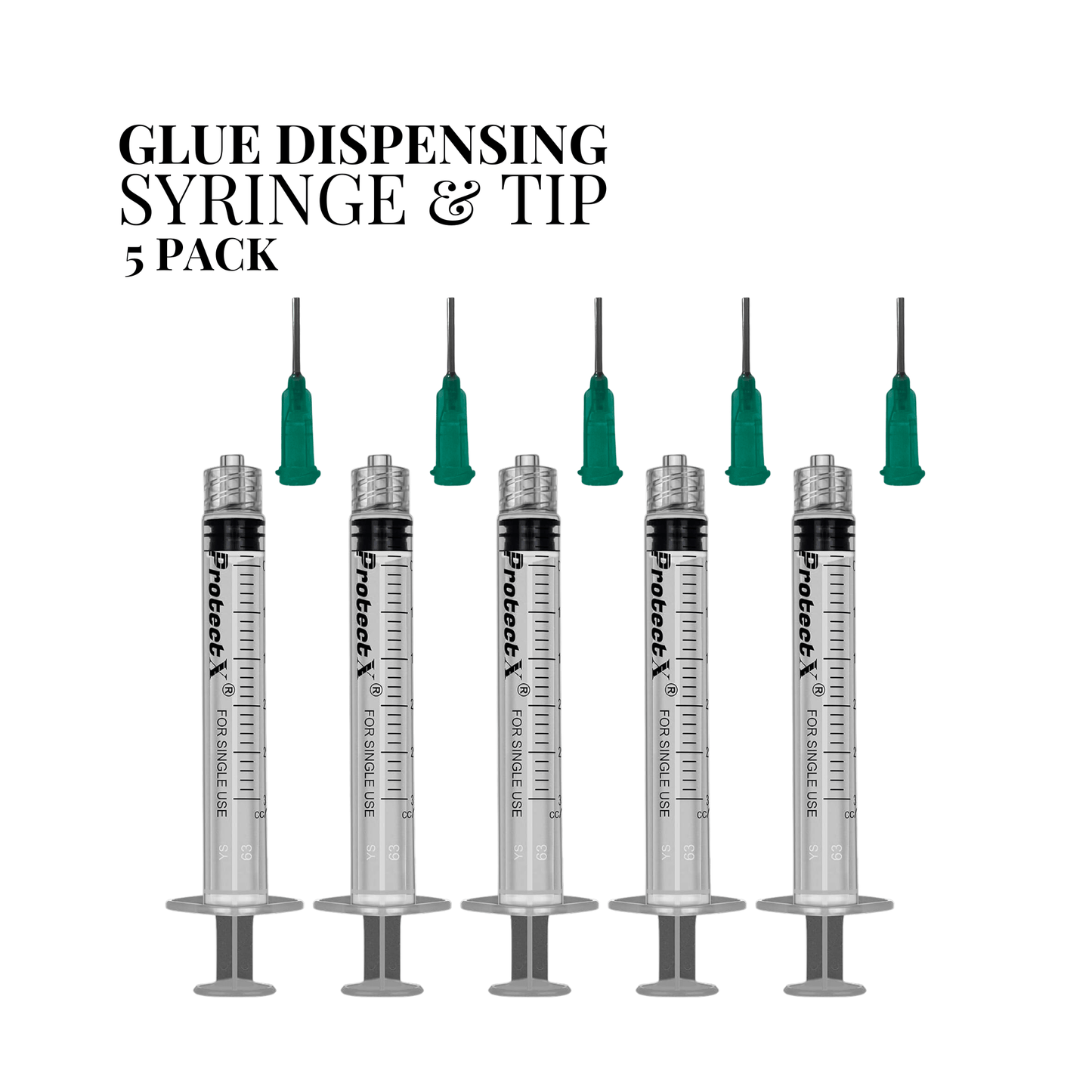 GLUE DISPENSING SYRINGE & TIP - 5 PACK - BUNDLE