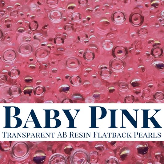 RESIN FLATBACK PEARLS - BABY PINK TRANSPARENT AB - NEW