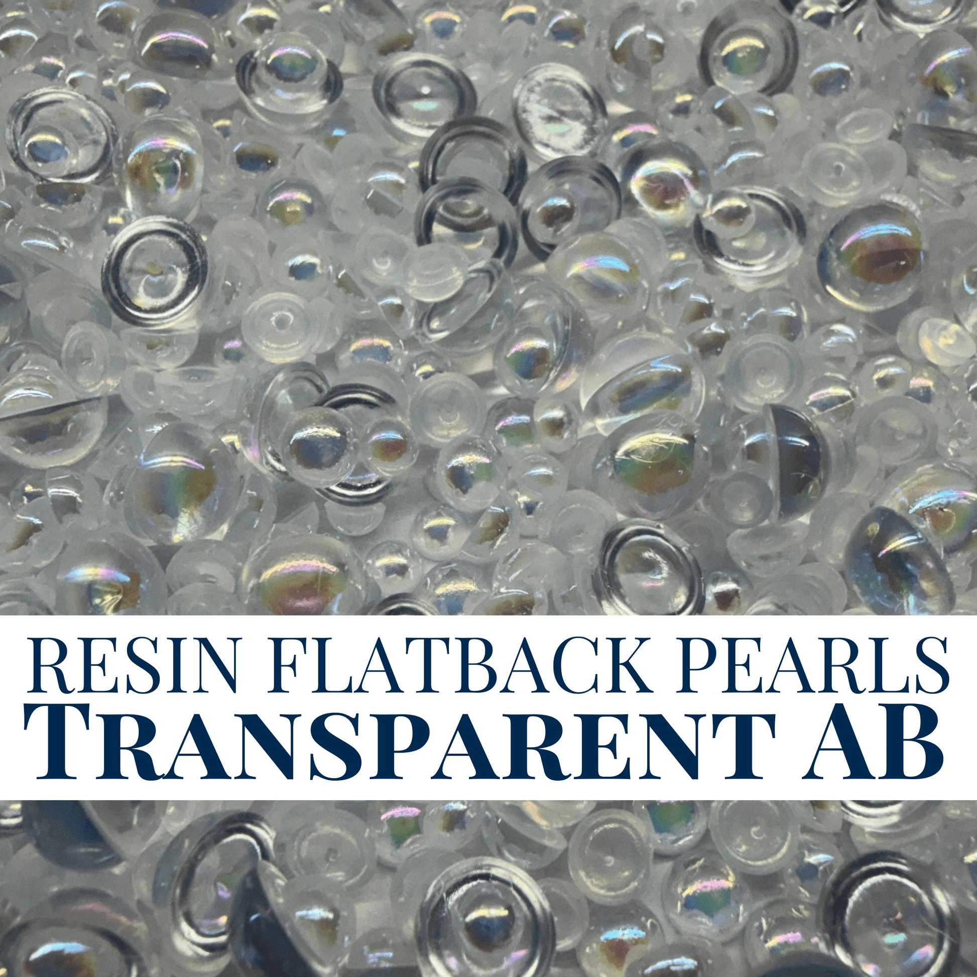RESIN FLATBACK PEARLS - TRANSPARENT AB - NEW