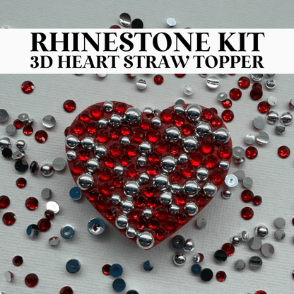 RHINESTONE KIT - 3D HEART STRAW TOPPER - BUNDLE