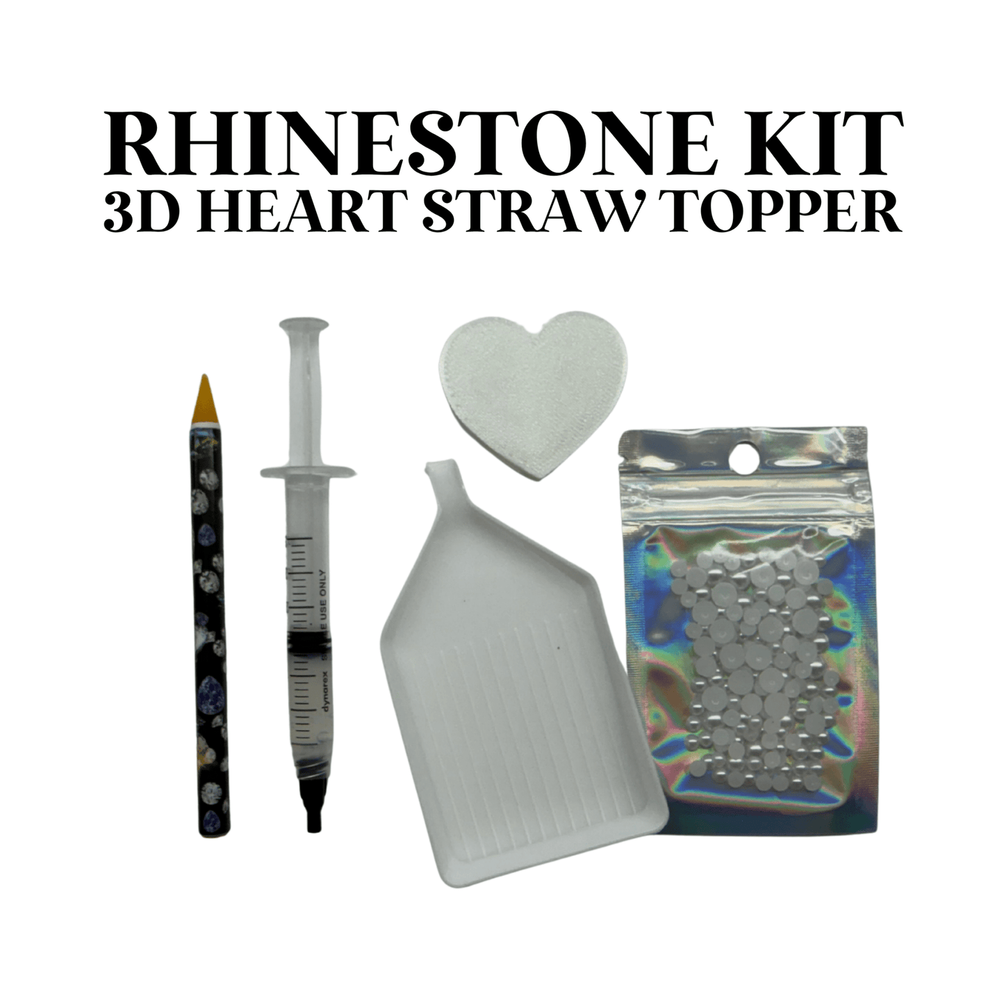 RHINESTONE KIT - 3D HEART STRAW TOPPER - BUNDLE