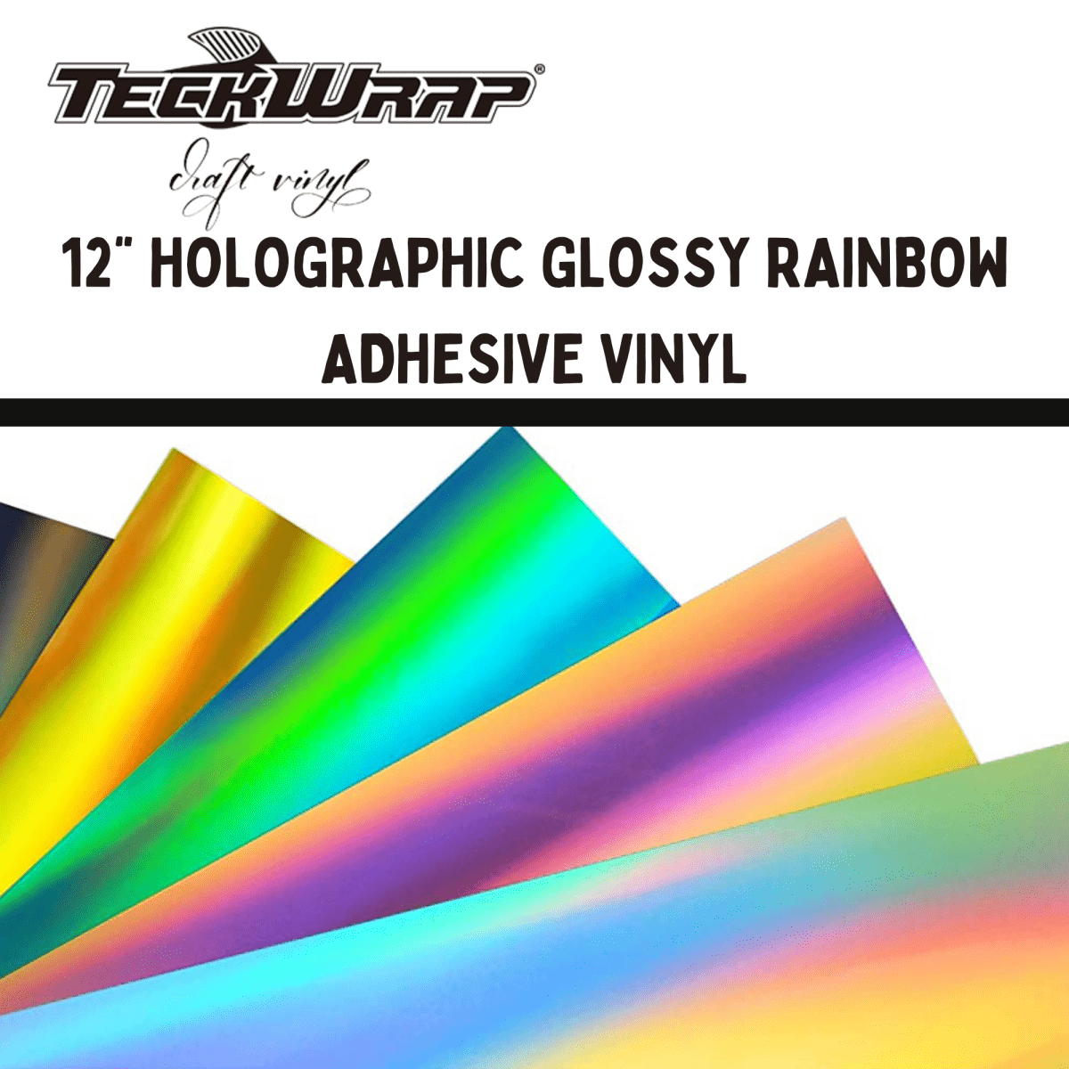 12" HOLOGRAPHIC GLOSSY RAINBOW TECKWRAP ADHESIVE - ADHESIVE