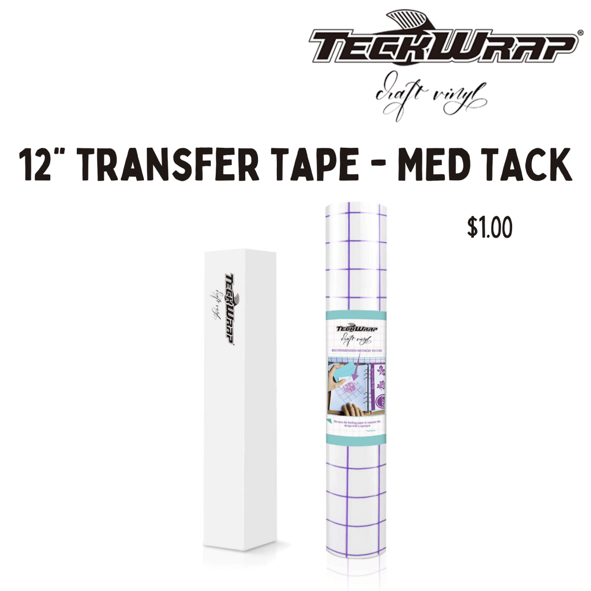 12" TECKWRAP TRANSFER TAPE - MEDIUM TACK - ADHESIVE