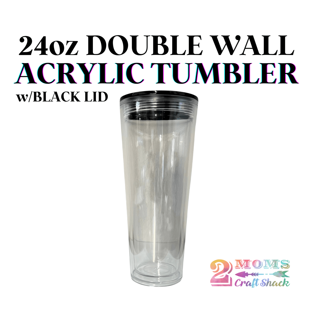 24oz DOUBLE WALL ACRYLIC TUMBLER W/BLACK LID - BLANK
