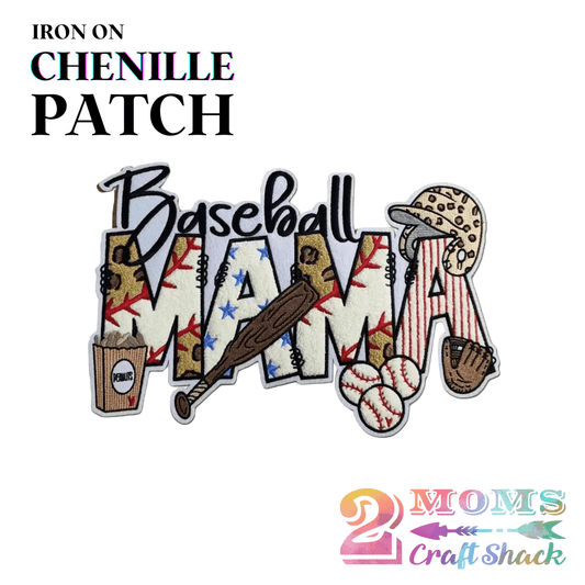 BASEBALL MAMA - IRON-ON CHENILLE PATCH - CHENILLE PATCH