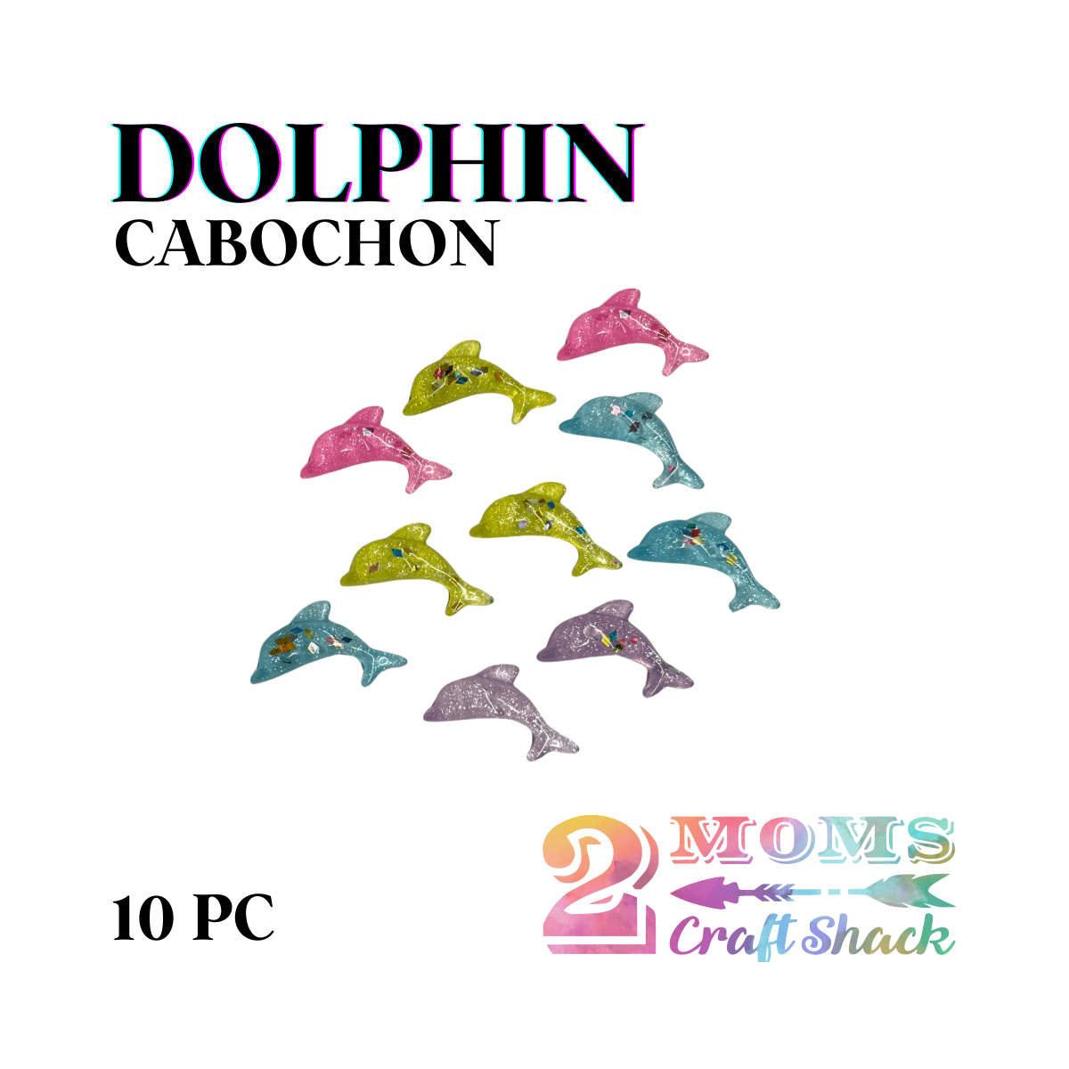 DOLPHIN - 10PC CABOCHON - CRAFT SUPPLIES